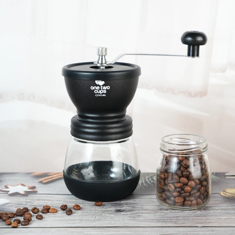 Molinillo de café de vidrio de borosilicato de botella de molienda de café de vidrio de 350 ml en la oficina 1