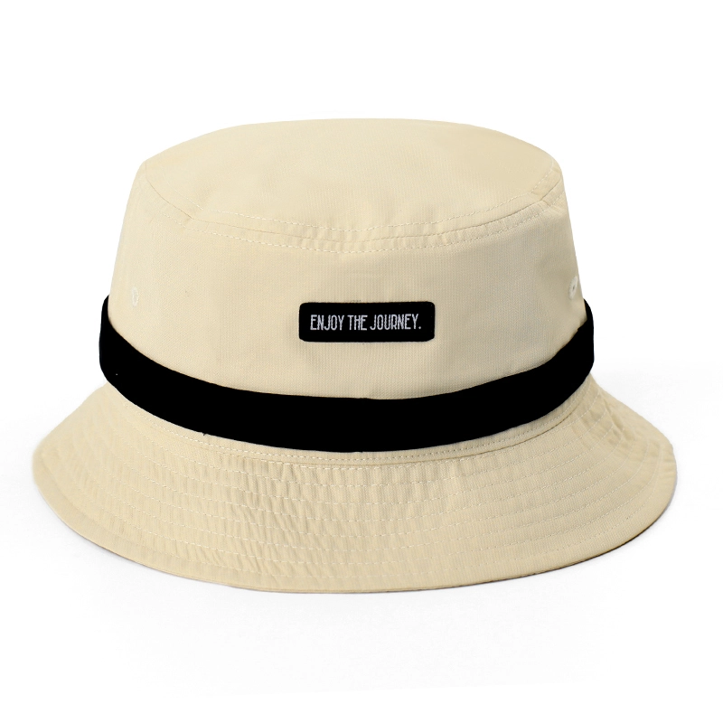 Sombrero 100% del cubo de la pesca del viaje del algodón de la etiqueta tejida de la protección ULTRAVIOLETA del verano 1