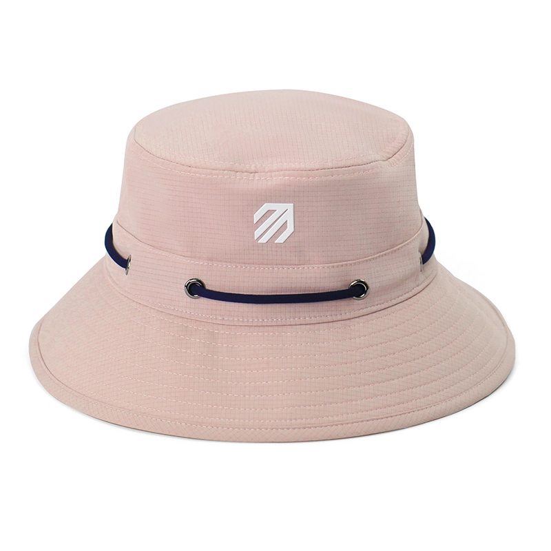Malla de nylon del sombrero del cubo del color del rosa de la protección solar del viaje al aire libre forrado 1