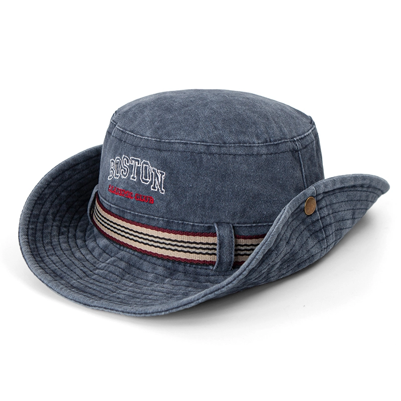 Sombrero lavado del cubo del bordado del dril de algodón Protección UV Sombrero Boonie de la pesca 1