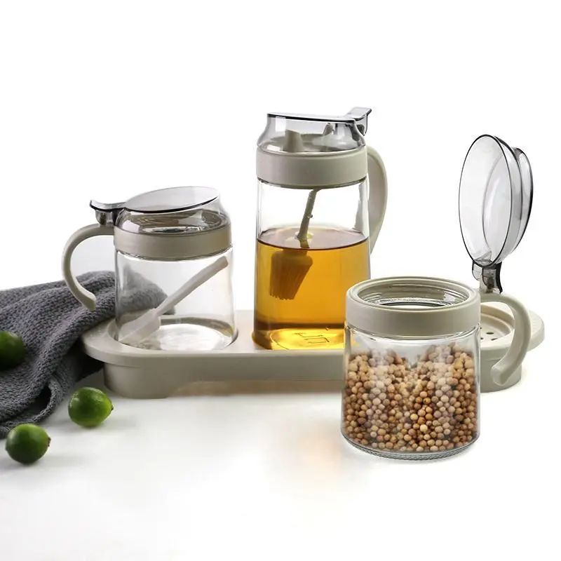 Glasgewürzdosen/Salz- und Pfefferbehälter, 300/500 ml, Kunststoffschale, Gewürzstreuer mit Gewürztankabdeckung 1