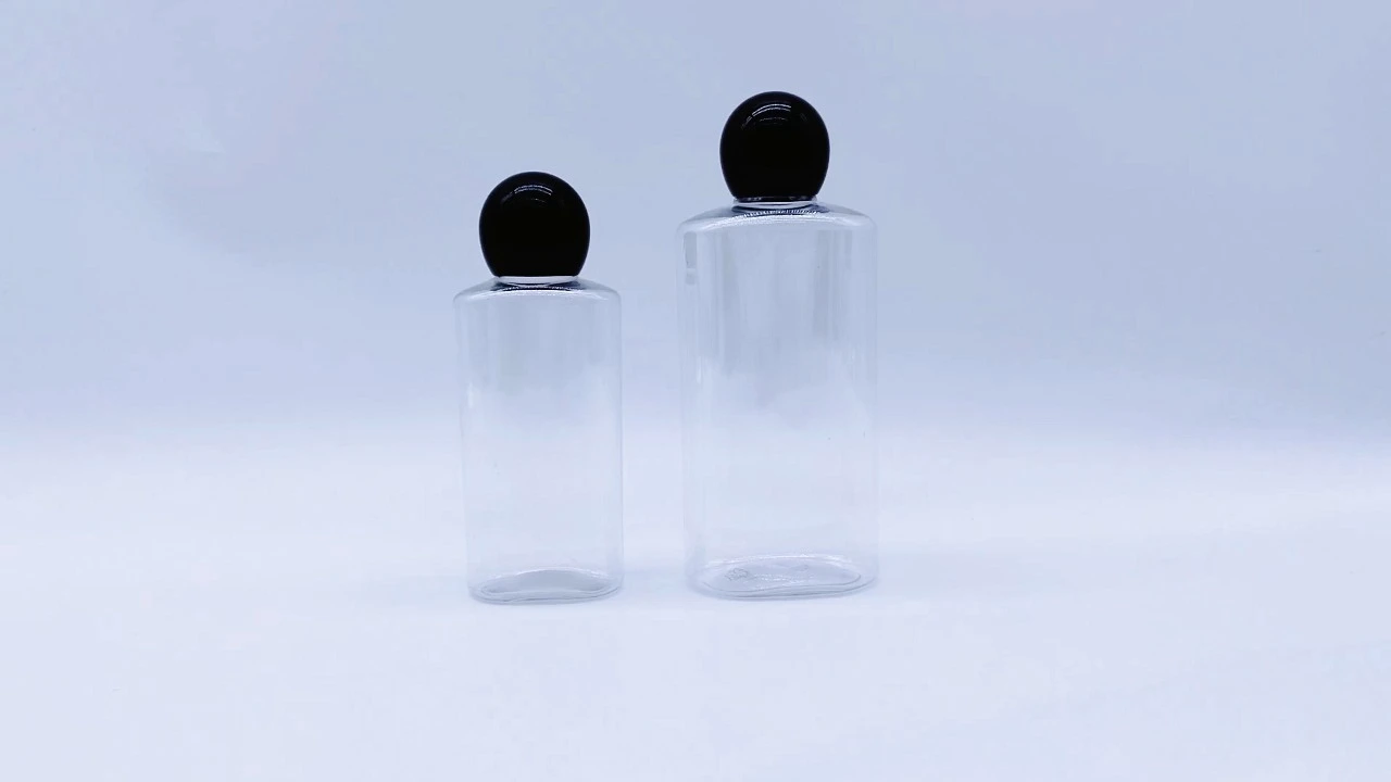 Envase de loción corporal glamuroso de PET transparente e incoloro de 70 ml/140 ml para el cuidado de la piel. 1