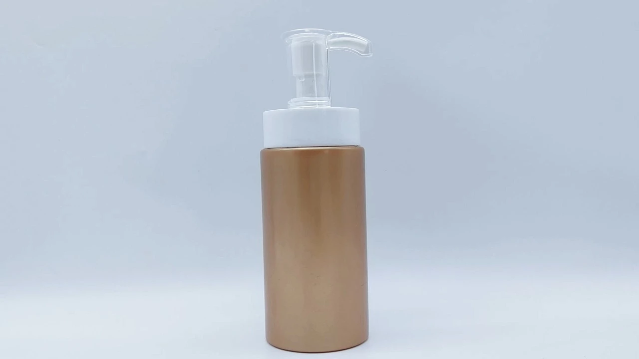 Glamorosa botella cilíndrica de PET marrón de 300 ml para loción corporal. 1