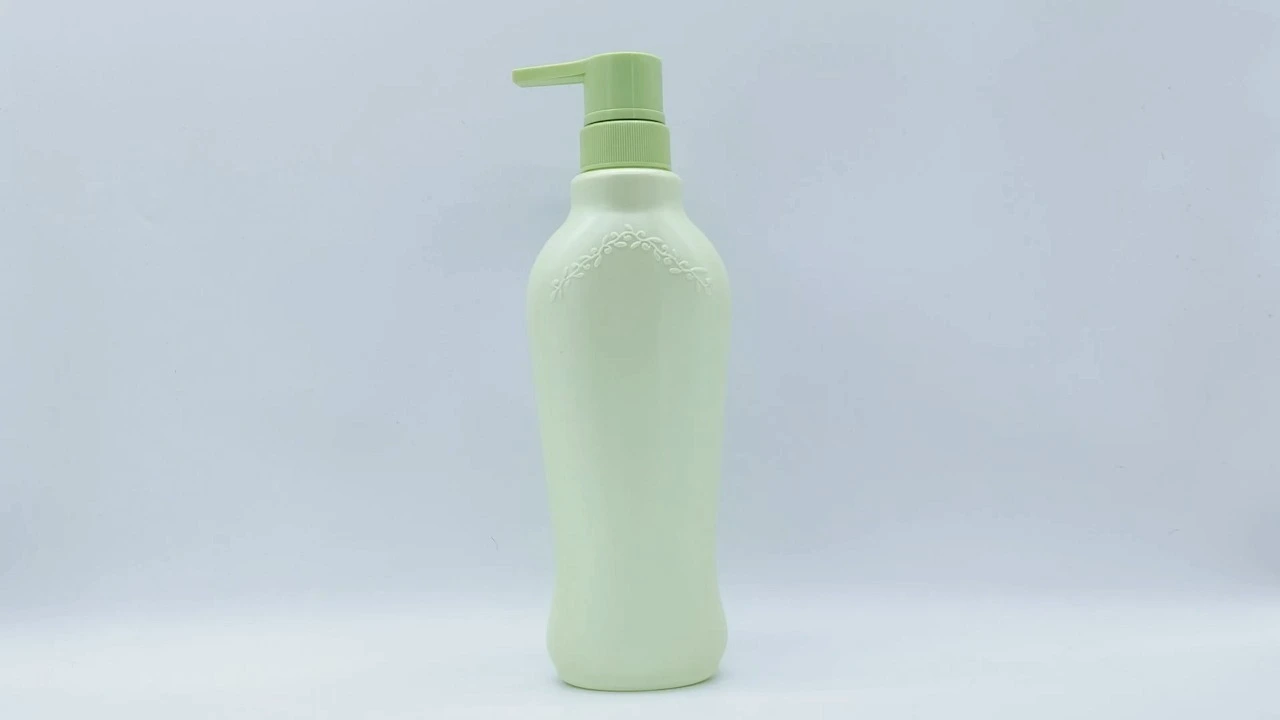 Glamorosa botella de loción corporal de 500 ml con envase de PE verde claro para el cuidado de la piel. 1