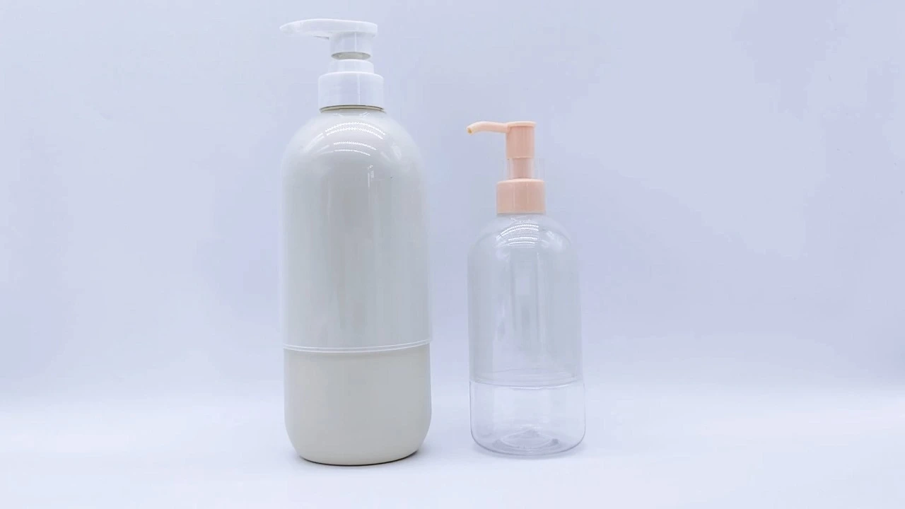Glamorous 300ml/730ml beige/colorless transparent PE/PET skin care packaging body lotion bottle 1