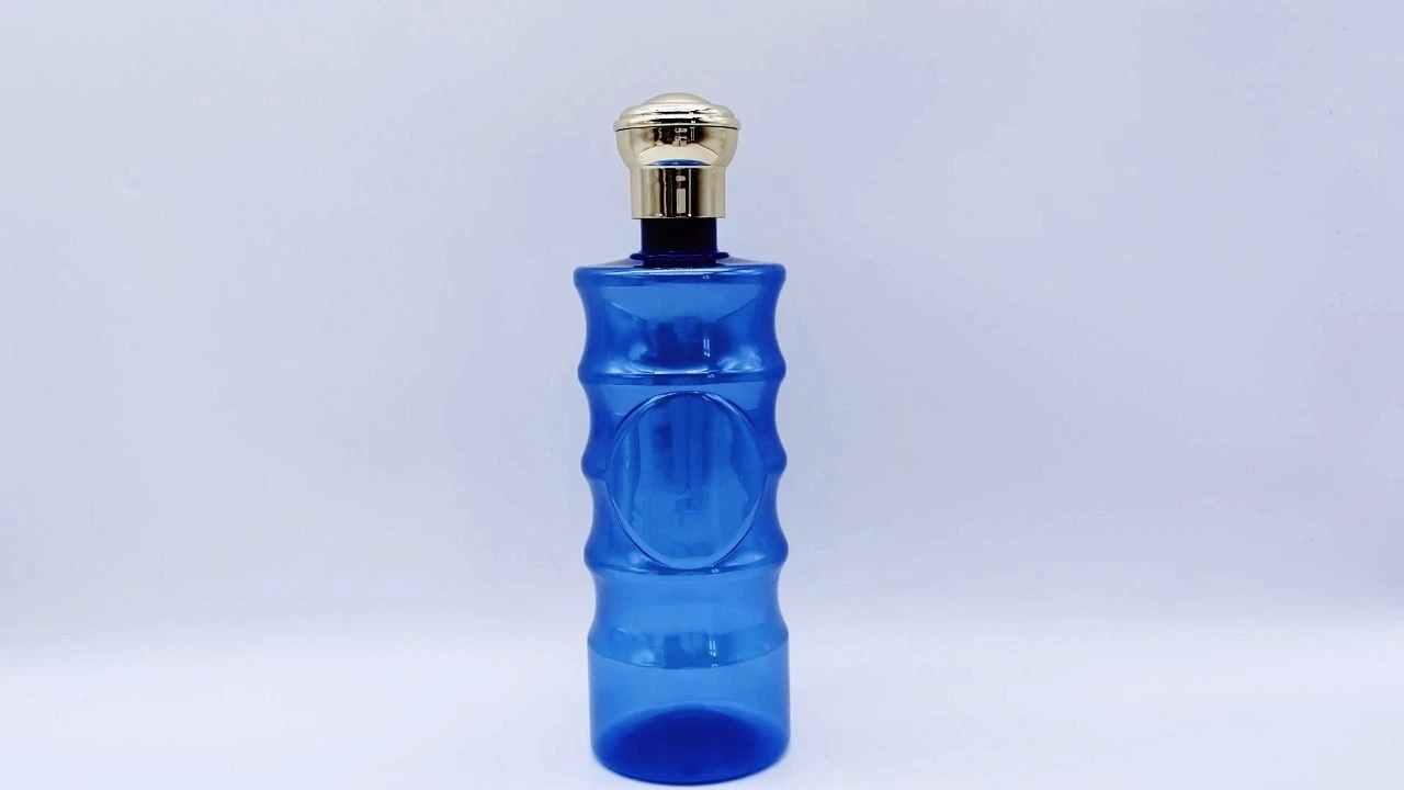 Glamorosa botella de loción corporal en PET transparente azul de 520 ml para el cuidado de la piel. 1