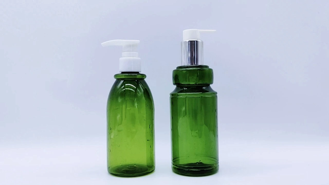 Glamorous 270ml/300ml green transparent PET skin care packaging body lotion bottle 1