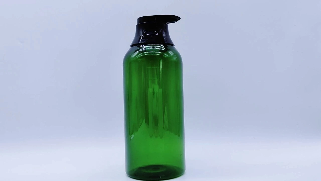 Glamorous 750ml green transparent PET cylindrical skin care packaging body Lotion bottle 1