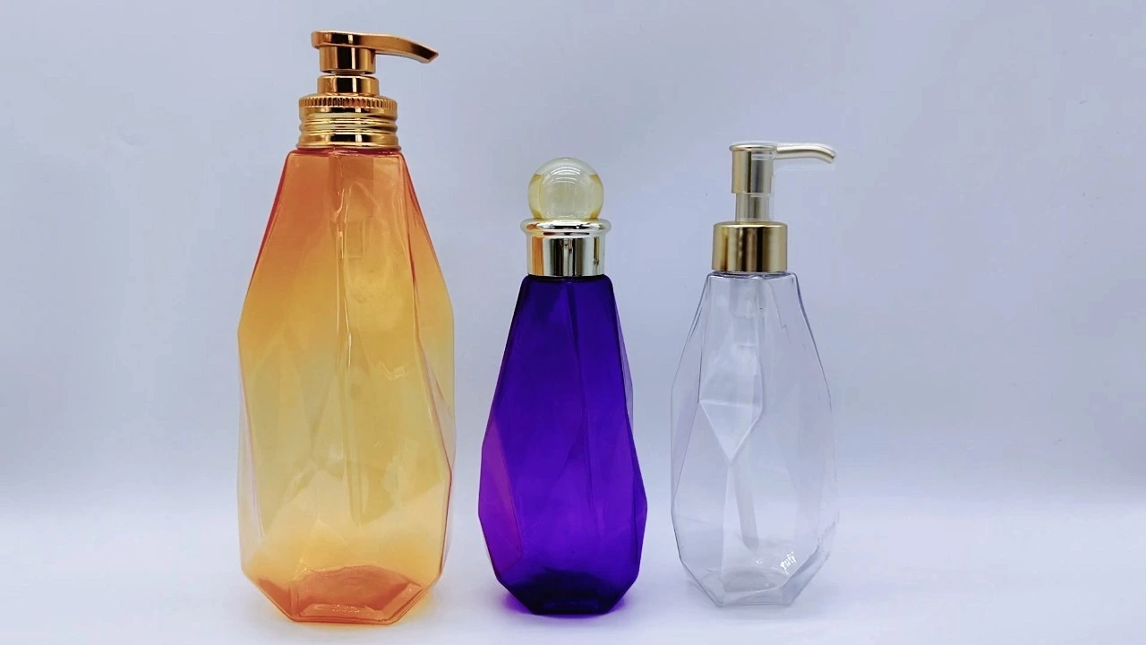 Glamorous 300ml/700ml orange/purple/colorless transparent PET skin care packaging body Lotion bottle 1