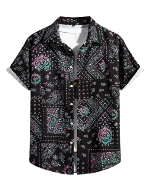 Men Paisley Patchwork Print Shirt Without Tee 1