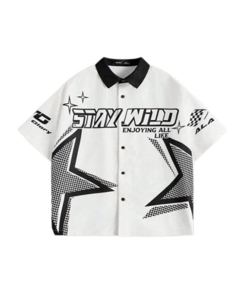 Men Digital Printed Loose Short-Sleeved Woven Shirt Suitable For Summer 1
