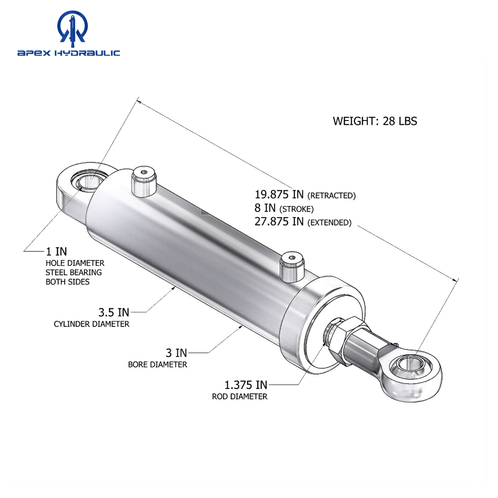 Replacement for Heil Refuse Truck Grip Cylinder (3 X 1.375 X 8) 1