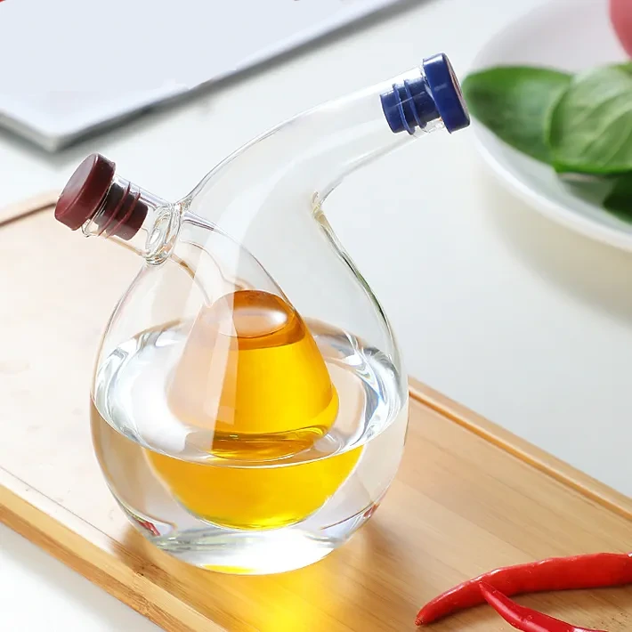 Forniture da cucina Vetreria Ampolla Olio Aceto Bottiglia di olio da cucina con dispenser di olio e aceto 2 in 1 in vetro 1