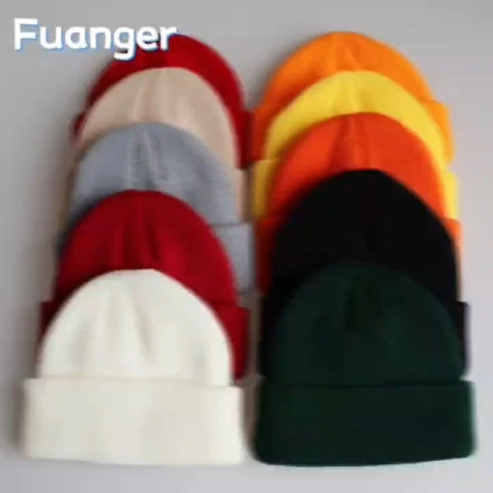 Autumn and Winter Solid Color Knitted Wool Cold Hat Hoodie Ski Cap 1
