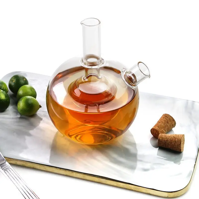 Wholesale Latest Designs High Borosilicate Glass Oil Control Pot with Lid Kitchen Glass Oil Pot and Vinegar Pot 1