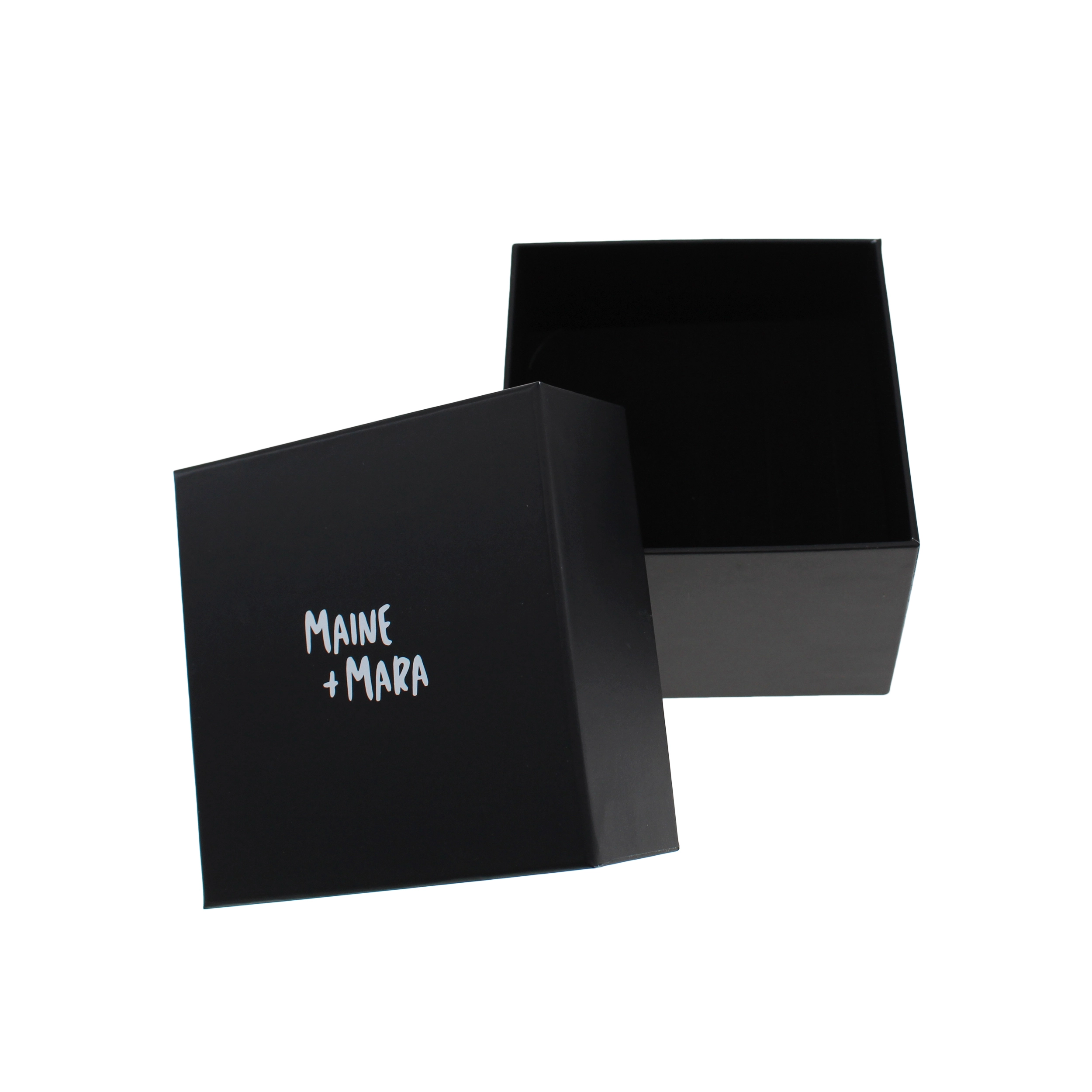 Geschenkbox mit Deckel und Boden in individueller Größe in schwarzer Farbe mit Schwammeinsatz – Packshion-Verpackung 1
