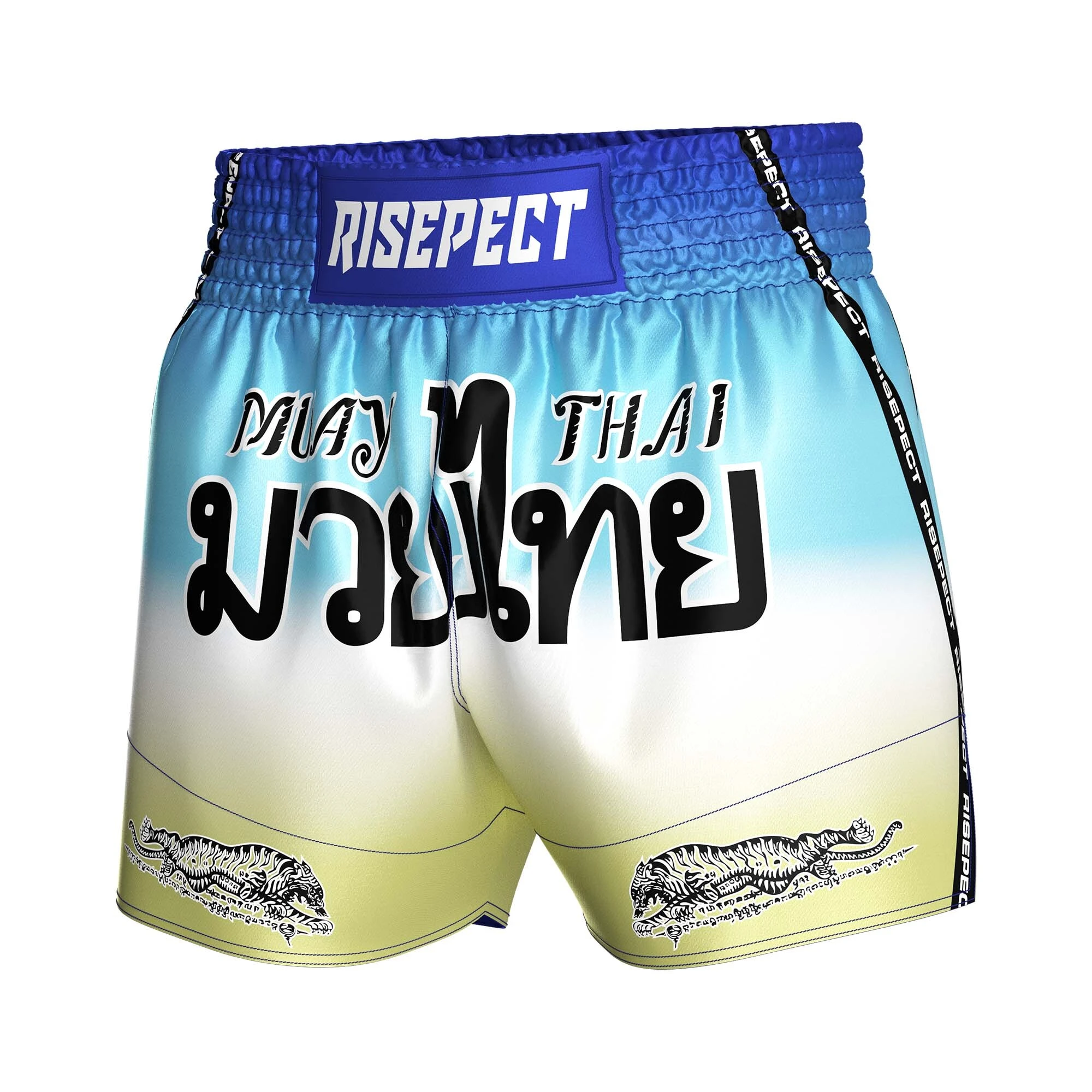 Rise Muay Thai Shorts Blue-white-green-yellow Gradient MMA 1