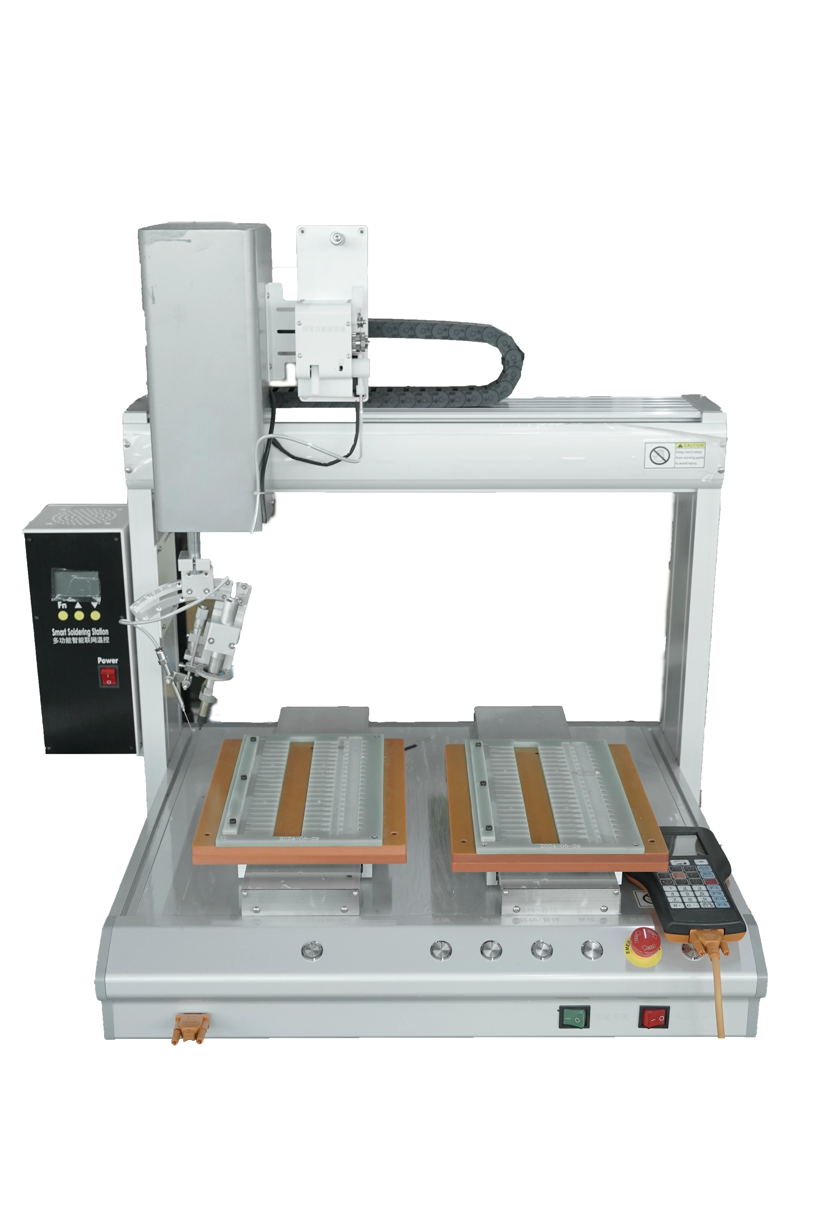 Soldadora automática rotativa de cuatro ejes y doble estación para placas PCB 1