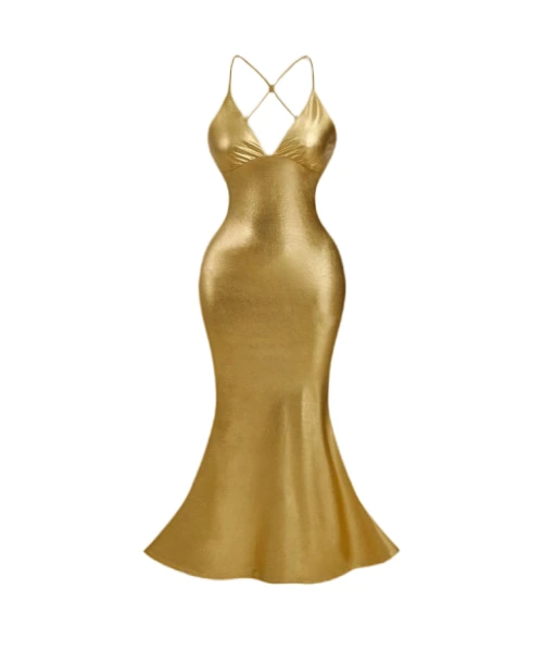 Overlapping Front And Backless Mermaid Ball Dress 1
