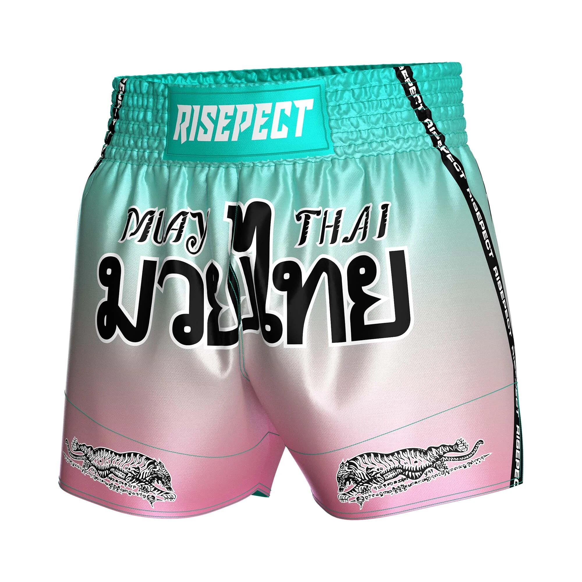 Rise Bright Muay Thai Shorts Cyan-pink Gradient MMA 1