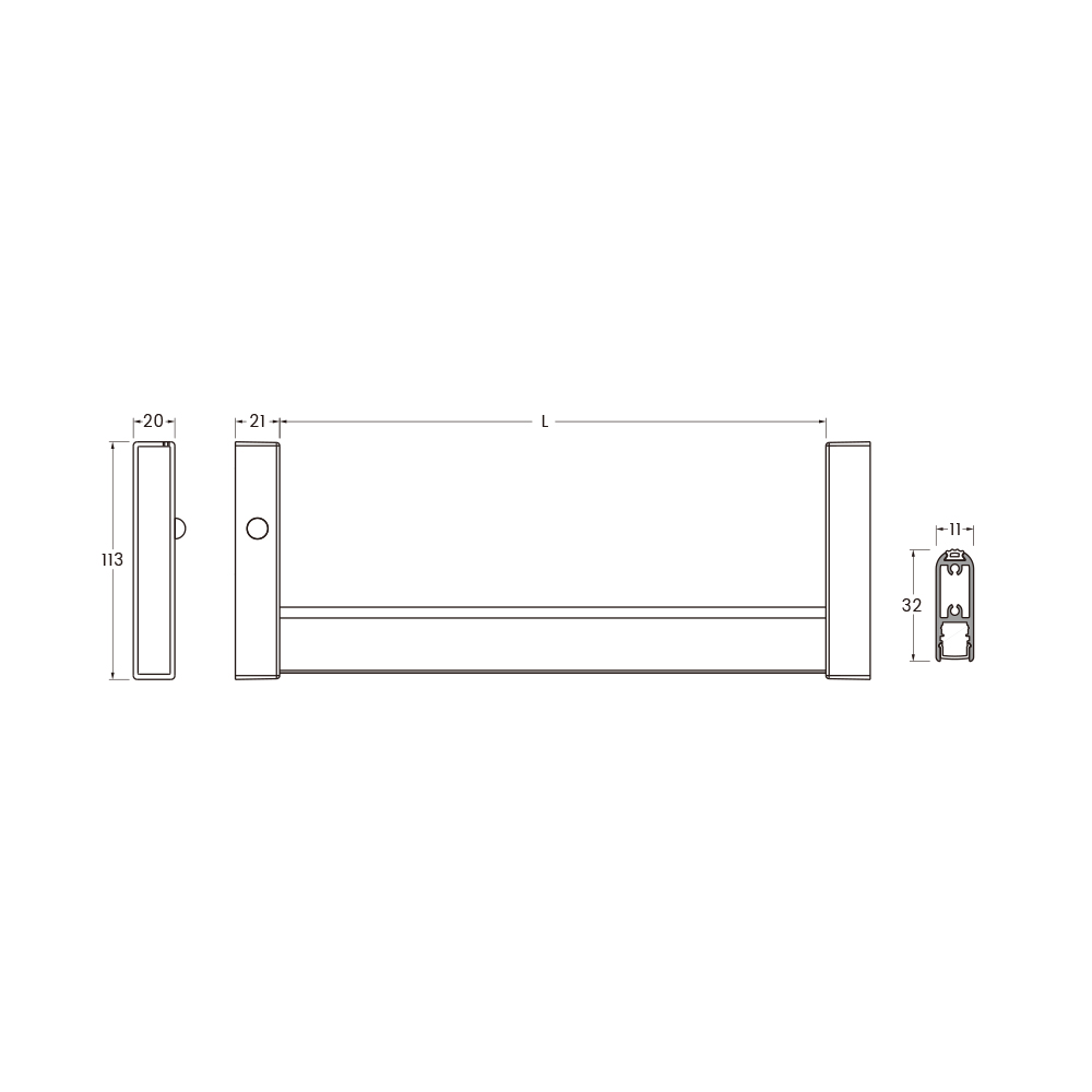 LINEAR LIGHT, 24V, ขาวดำ, ไฟแนวตู้เสื้อผ้า, การติดตั้งบนพื้นผิว 2