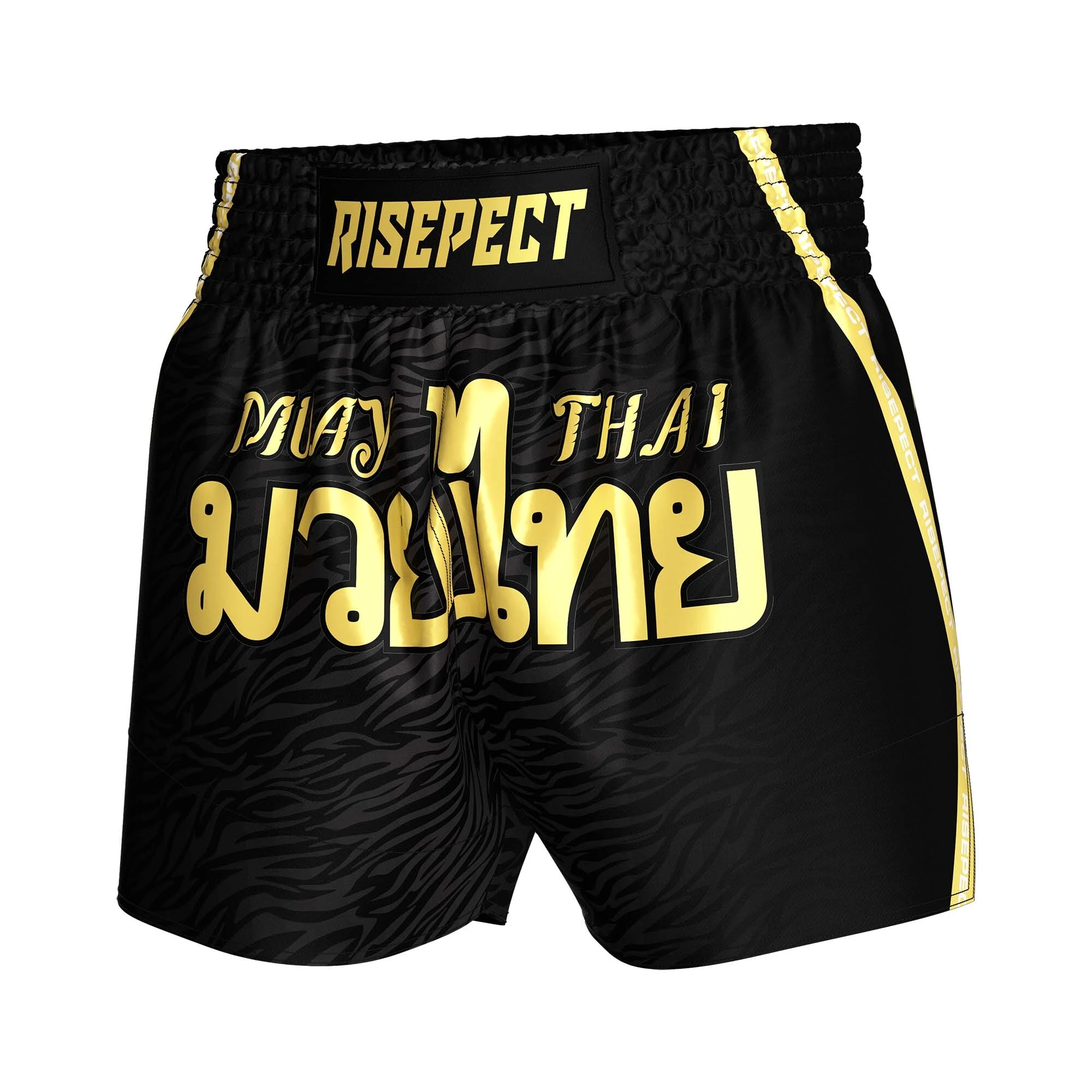 Rise Tiger Stripes Mai Thai Shorts Black MMA 1