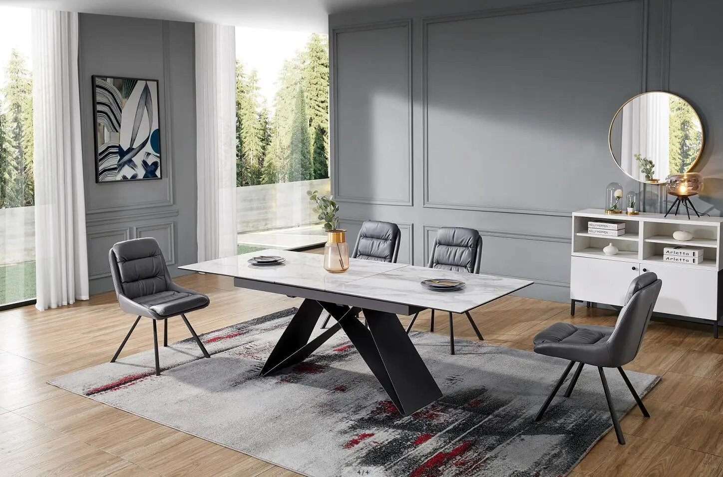 Fashionable Cheap Home Furniture Nordic Style Dining Table Luxury Set Ceramic Extension Table 1