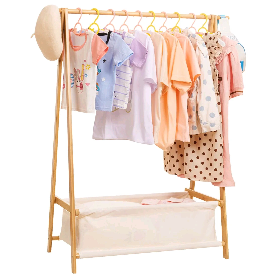 Bamboo Clothes Rack with Storage for Entryway Bathroom 86 x 36 x 106 cm 1