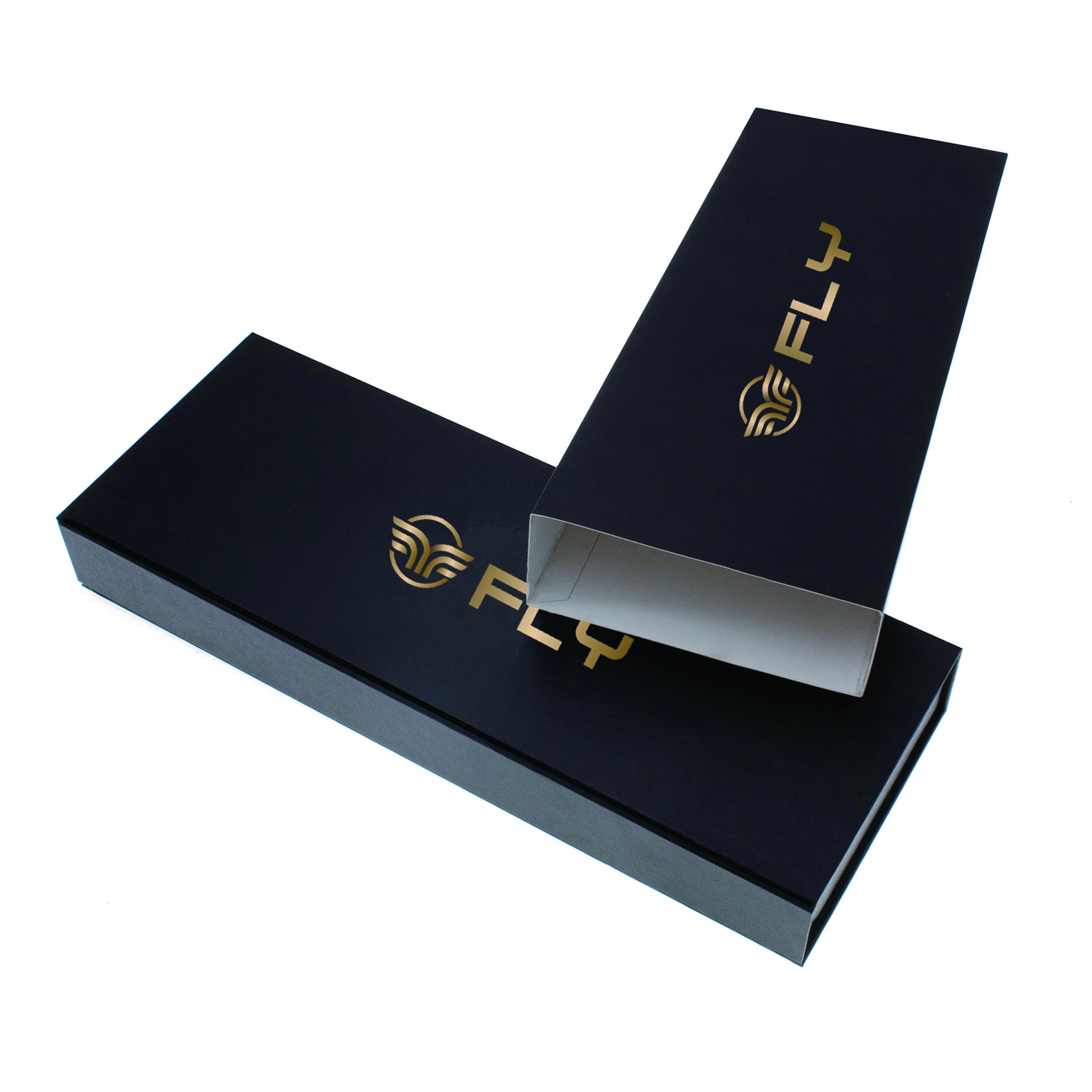 Caja de regalo con forma de libro exterior deslizante de cajón personalizada de lujo con estampado dorado - Embalaje Packshion 1