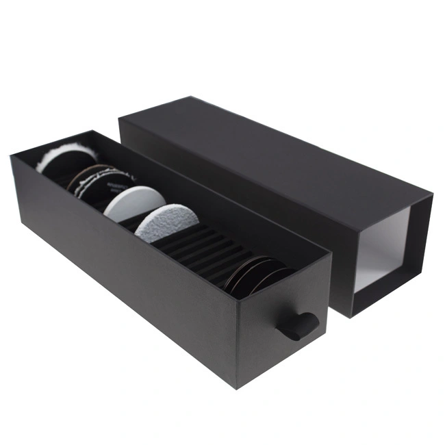 Caja de regalo con cierre de cinta deslizante de cajón personalizado de lujo con logotipo en relieve - Embalaje Packshion 1