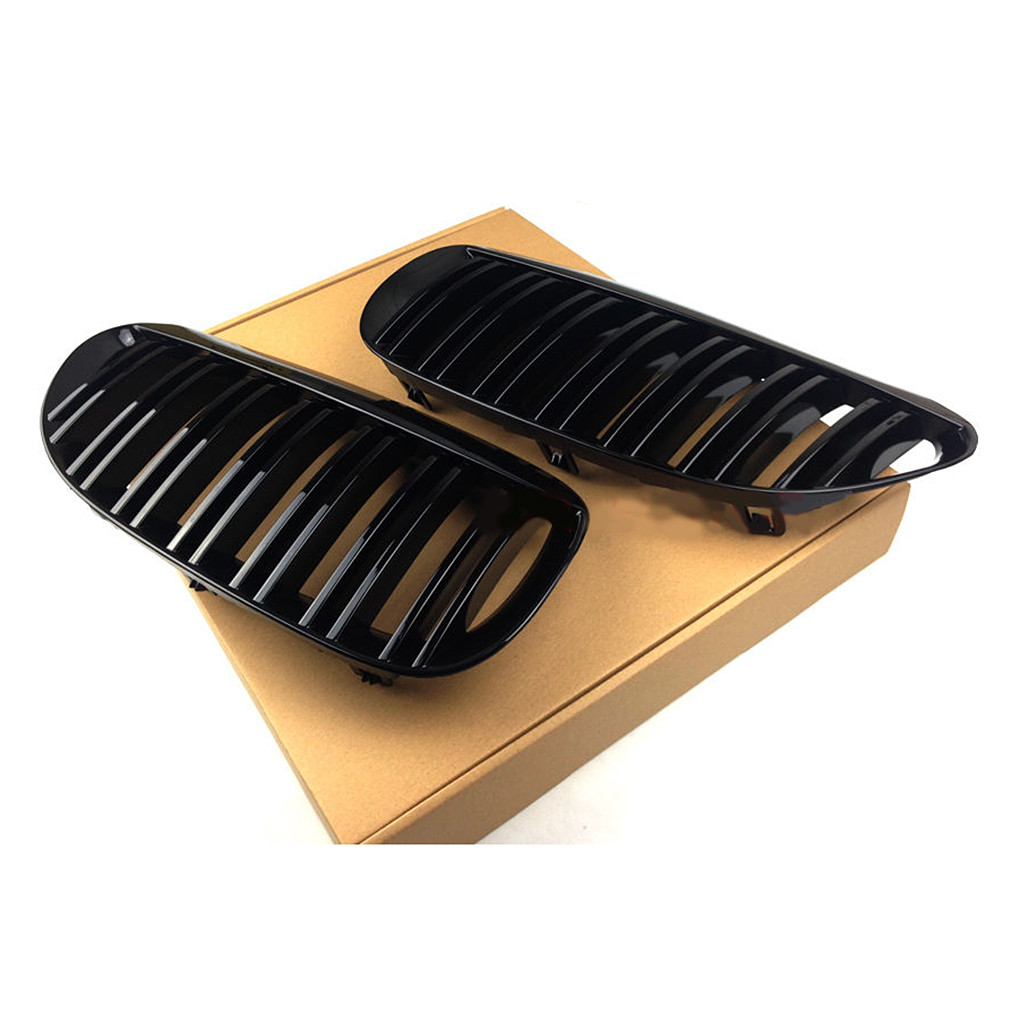 Glossy Black Kidney Front Grilles For BMW 6 Series E63 2004-2010 6