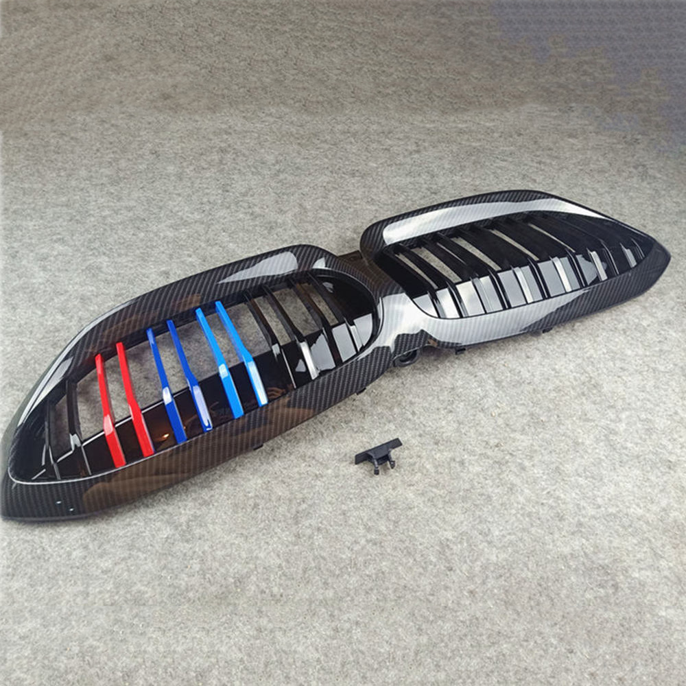 Carbon Pattern Front Bumper Mesh Kidney Grilles For BMW G20 G28 2019+ 2