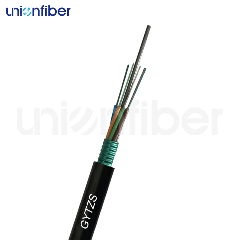 Câble à fibre optique blindé extérieur en bande d'acier avec gaine ignifuge 4 8 12 48 câbles à fibre optique GYTZS 1
