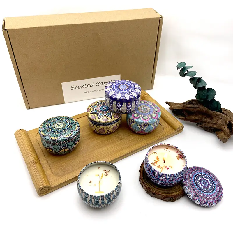 LUL Candle | 6-Pack 2.2oz Mandala Metal Tin Soy Wax Candle Gift Set | Wholesale, Private Label  Custom Scented Candles 1