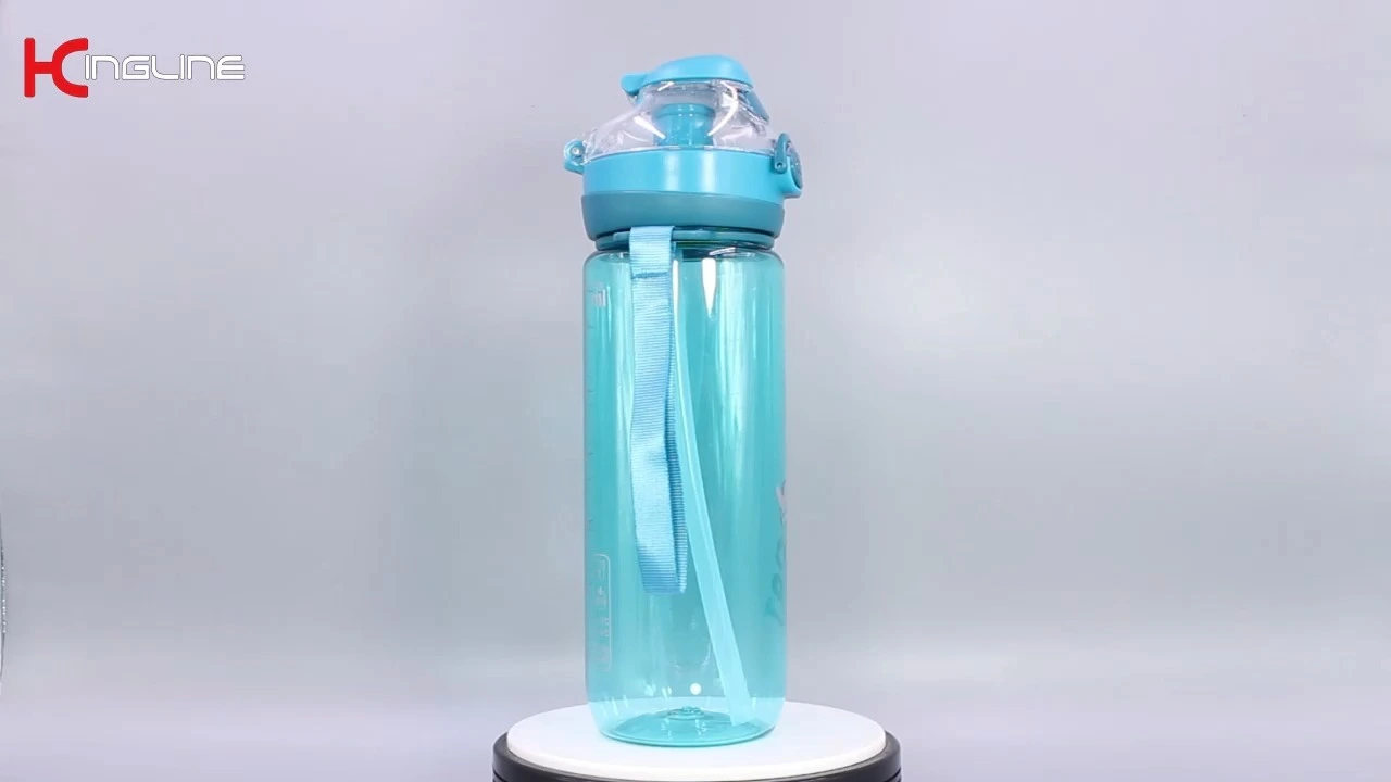 Пластиковая бутылка для питьевой воды KingLine Custom с соломинкой и ремешком для путешествий 1
