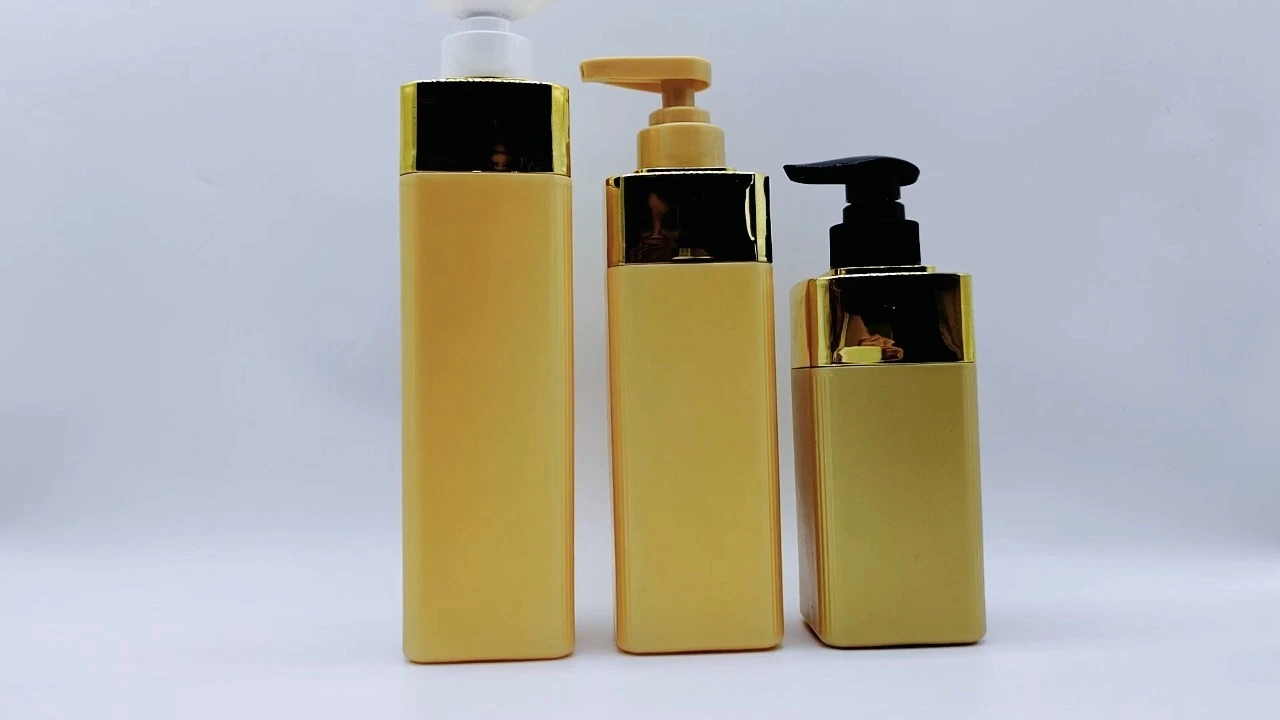 Botella glamurosa de champú y acondicionador de polietileno dorado de 450 ml/600 ml/720 ml 1