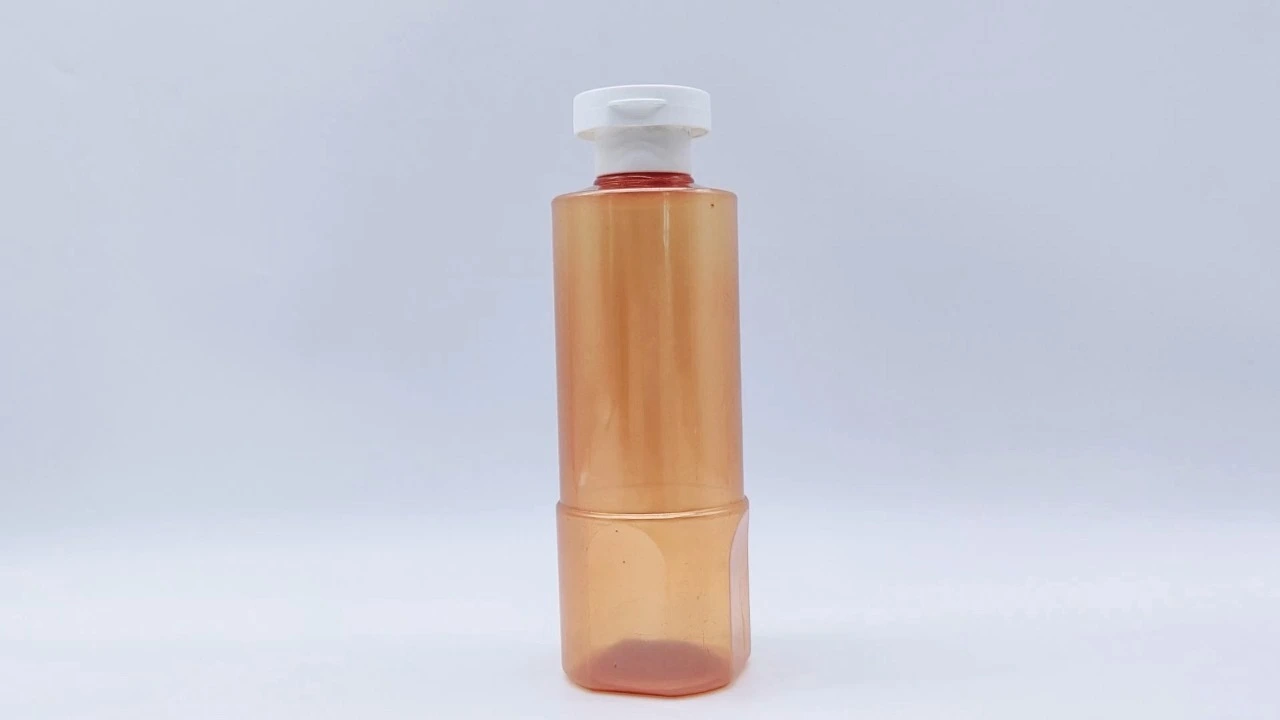 Glamouröse 250 ml orangefarbene transparente PET-Shampoo-Conditioner-Flasche für Hautpflegeverpackungen 1