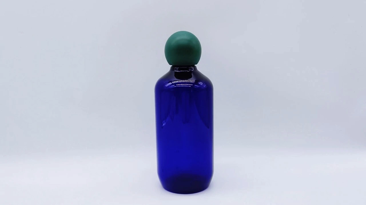 Glamorous 500ml blue transparent PET shampoo conditioner bottle for skin care packaging 1