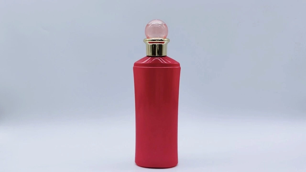 Glamorous 200ml pearlescent red PET shampoo conditioner bottle for skin care packaging 1