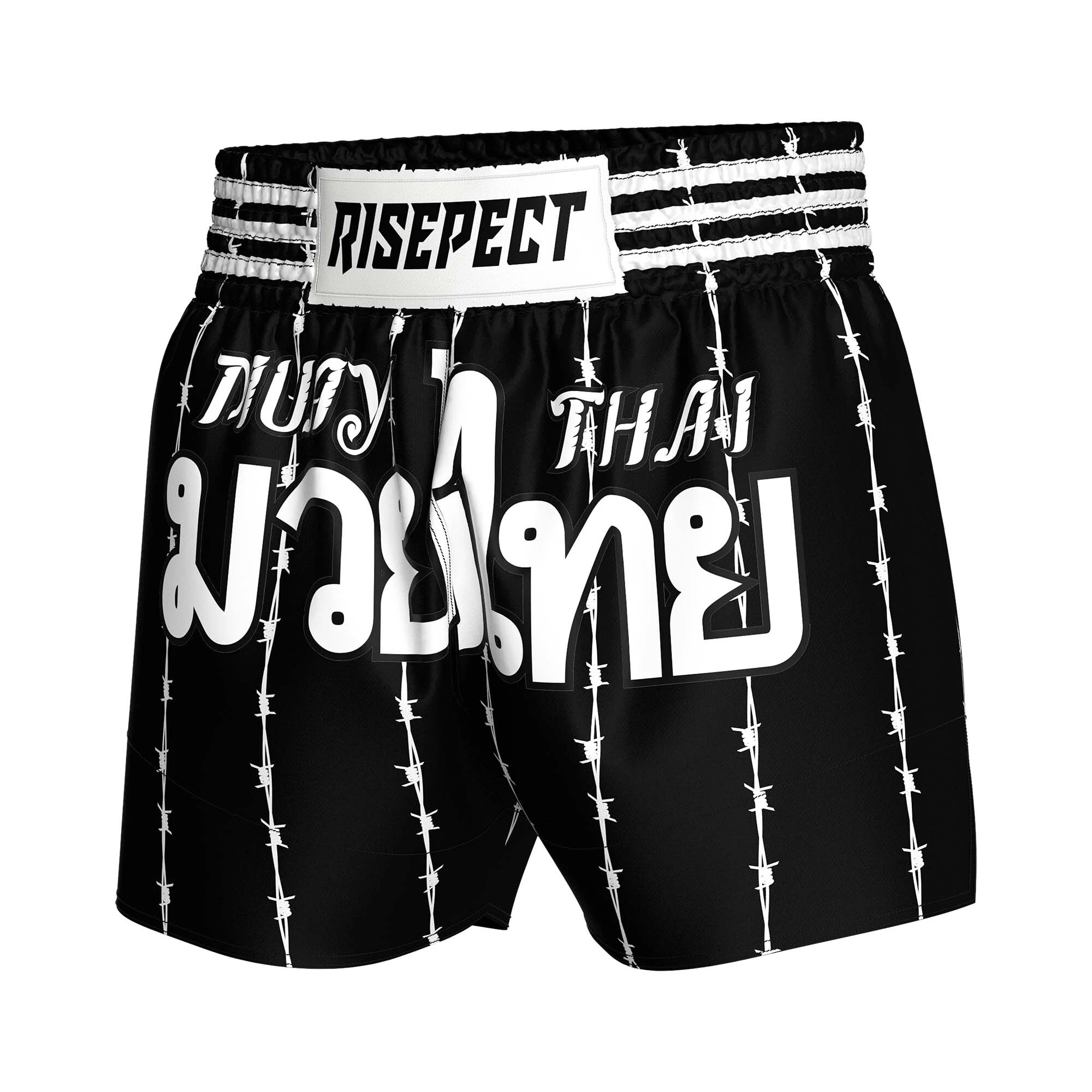 Rise Barbwire Thaiboxing Shorts Black Muay Thai Shorts MMA 1