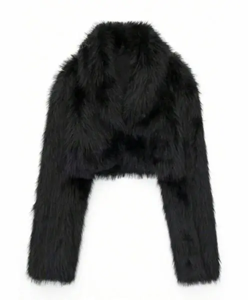 New AutumnWinter Black Faux Fox Fur Short Fur Jacket For Young Women, Short Coat For Size 1