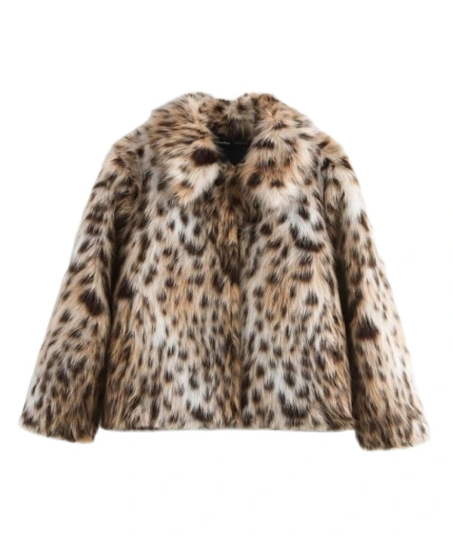 Abrigo mullido con estampado de leopardo para otoñoinvierno 1
