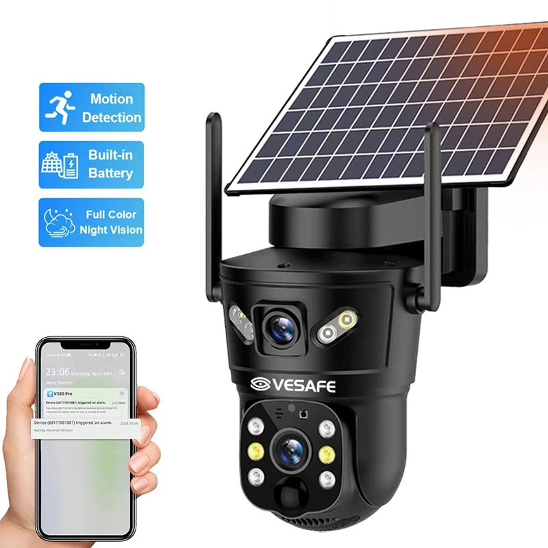 Cámara Cctv Solar Inalámbrica 4g De 2 Lentes V380 1