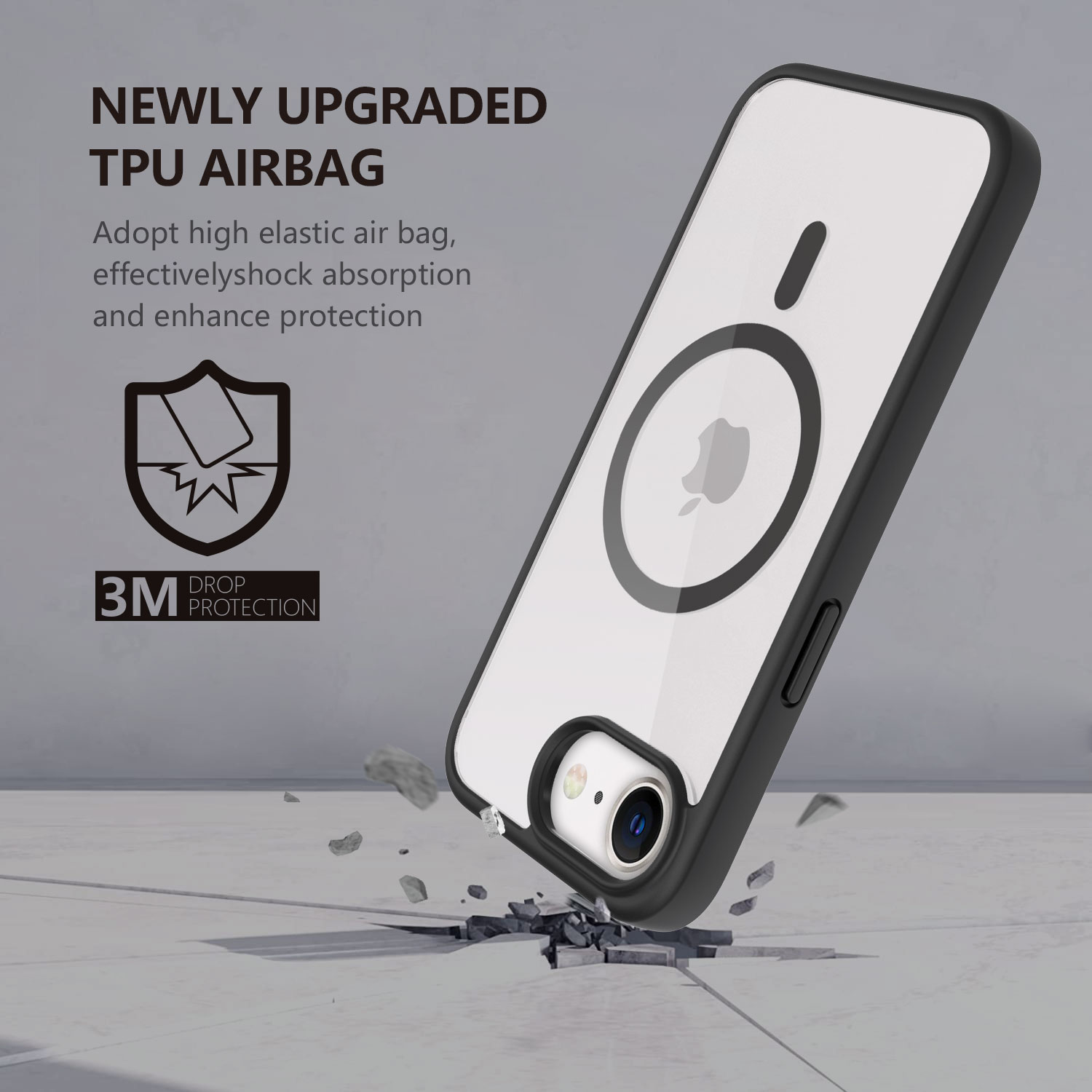 Newest design OEM Clear mobile phone case Anti-Yellow TPE TPU shockproof Magnetic Protector Cases For iPhone SE4 15