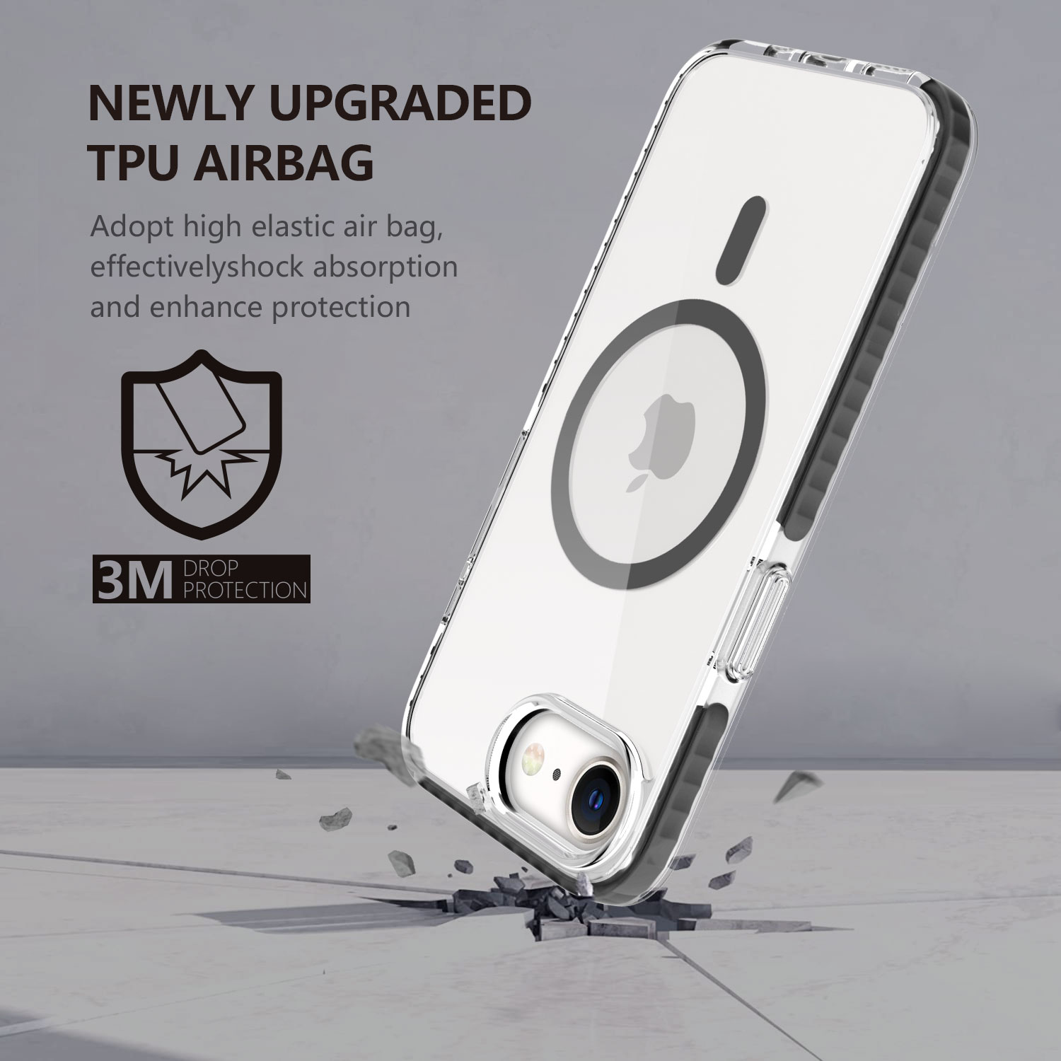 2025 Couverture complète Antichoc TPU + PC Étui de téléphone transparent Housse de téléphone magnétique pour iPhone SE 4 4