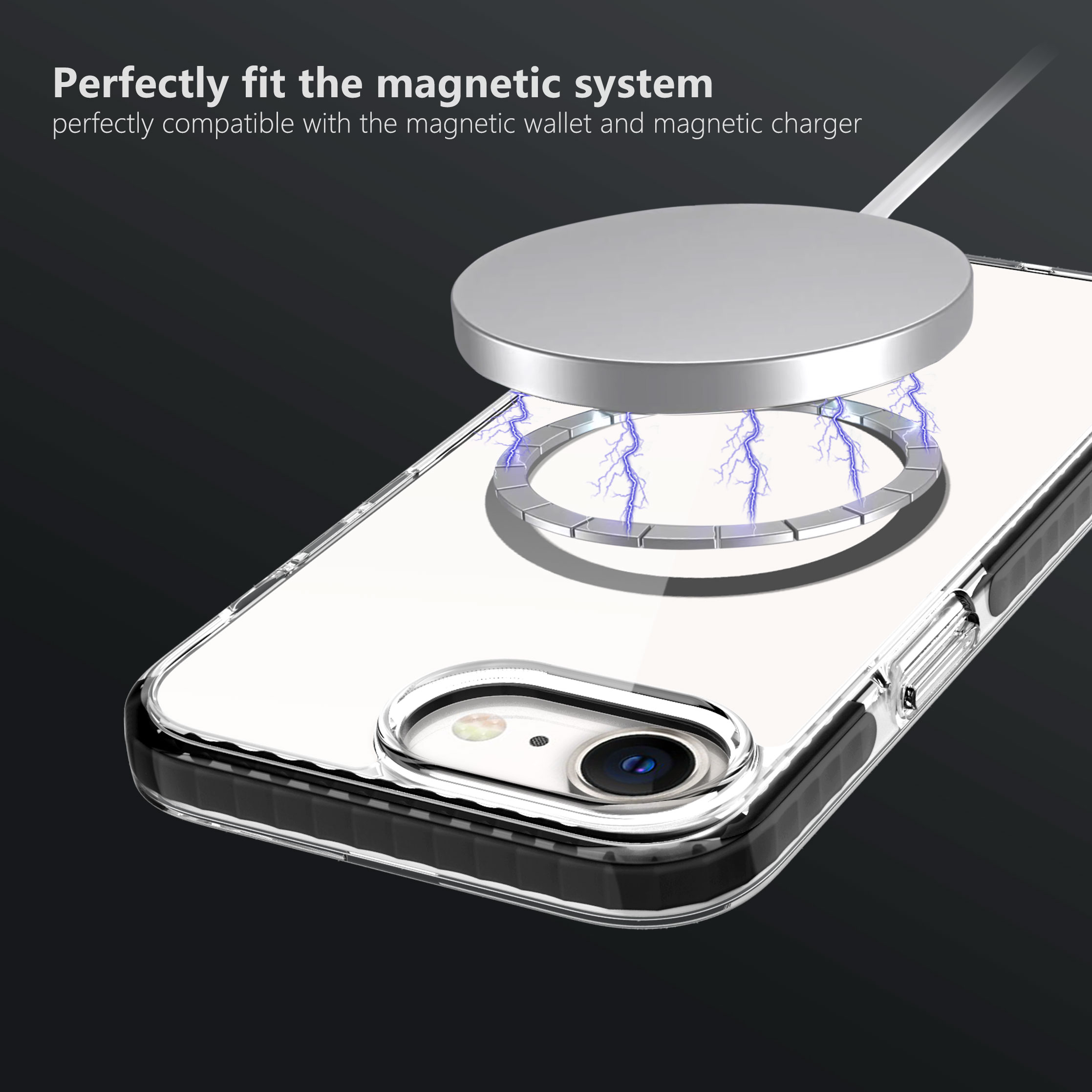 2025 Couverture complète Antichoc TPU + PC Étui de téléphone transparent Housse de téléphone magnétique pour iPhone SE 4 5