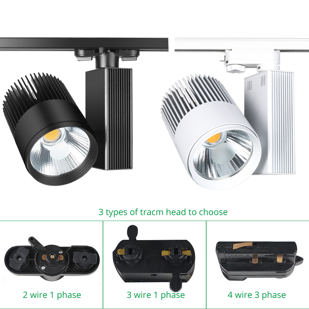 Iluminación de riel moderna, luz de riel comercial de aluminio de 40W, luz LED ajustable para riel 6
