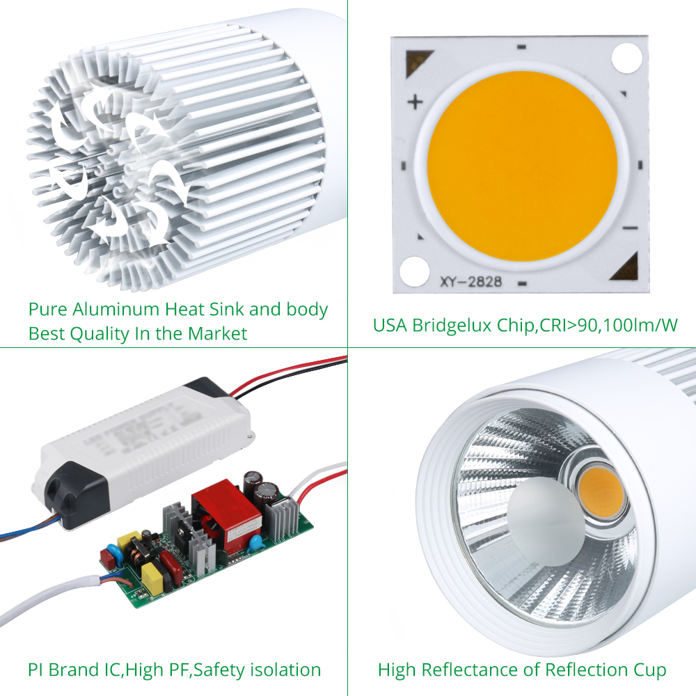 Iluminación de riel moderna, luz de riel comercial de aluminio de 40W, luz LED ajustable para riel 5