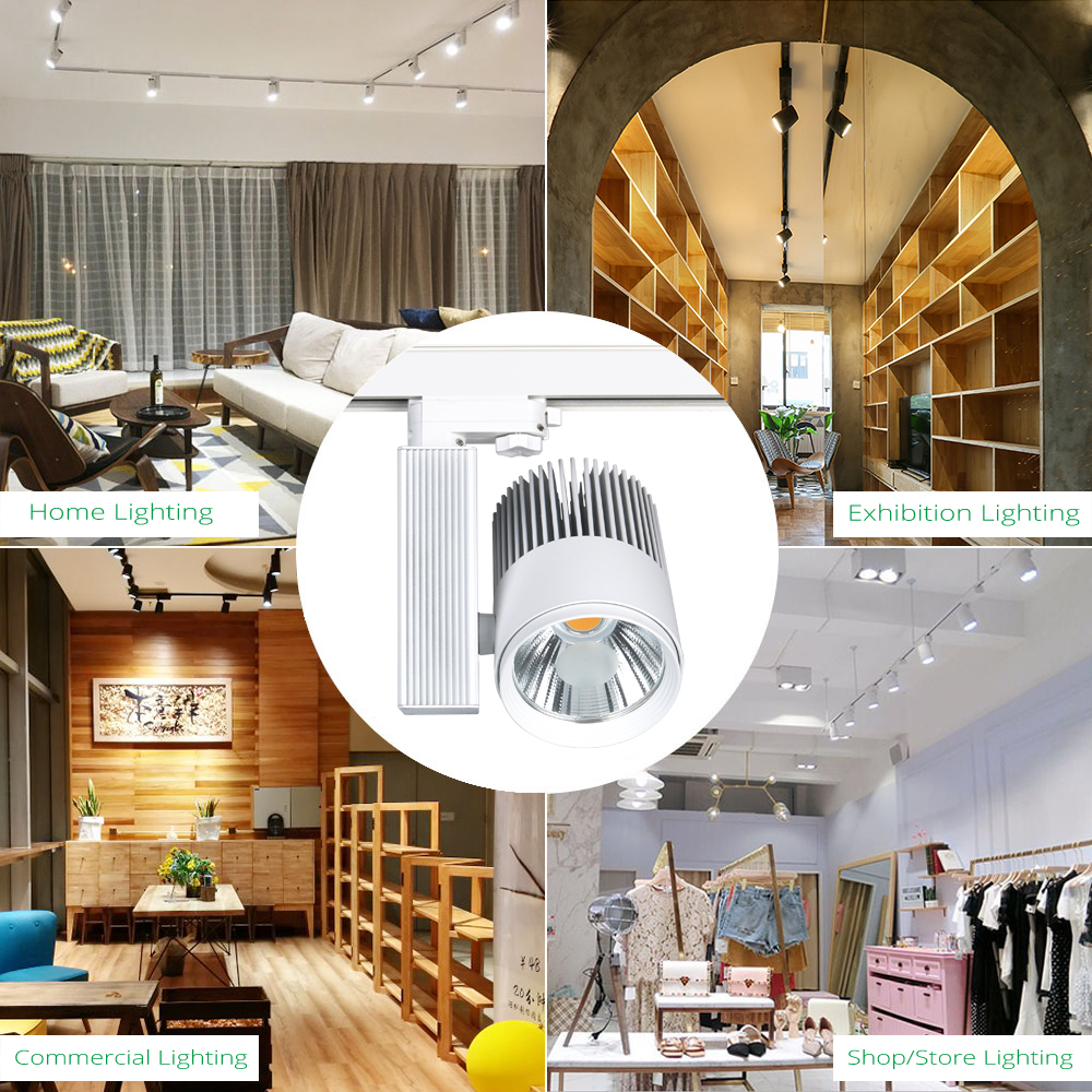 Iluminación de riel moderna, luz de riel comercial de aluminio de 40W, luz LED ajustable para riel 7