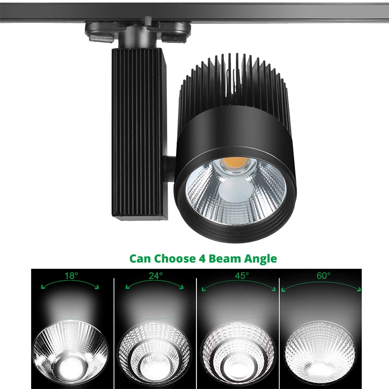 إضاءة المسار الحديثة الألومنيوم 40W ضوء المسار التجاري قابل للتعديل LED بقعة ضوء السكك الحديدية 1